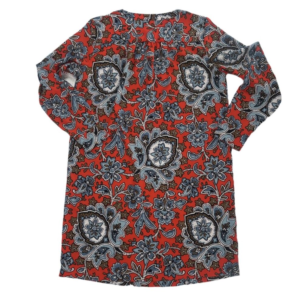 LOFT Red Blue Paisley Floral Shift Dress Small - Picture 2 of 6